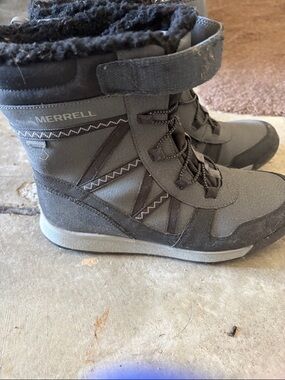 Merrell Dark Gray Lace-Up Winter Boots with Fleece Collar
